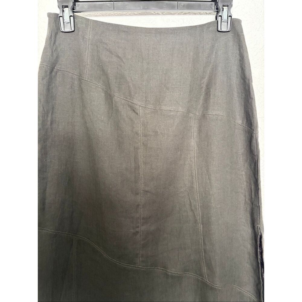 Massimo Dutti Linen Midi Skirt Washed Black Side Slit Size M NWT - Picture 7 of 12